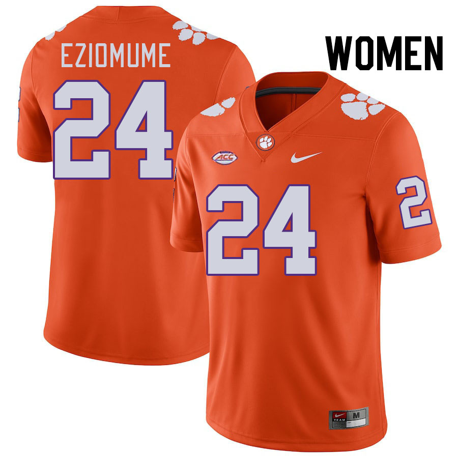 Women #24 David Eziomume Clemson Tigers College Football Jerseys Stitched-Orange